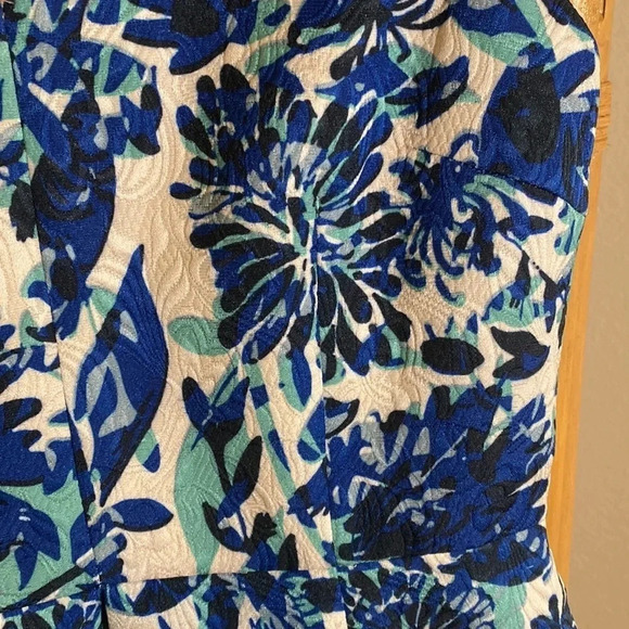 H & M Blue Floral Fit and Flare Dress 8 - Picture 2 of 4